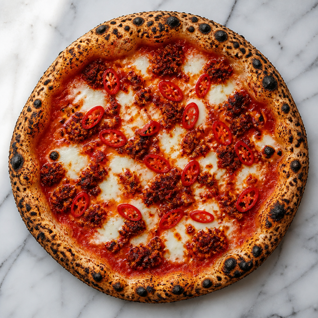 Pizza Diavola avec nduja et piment