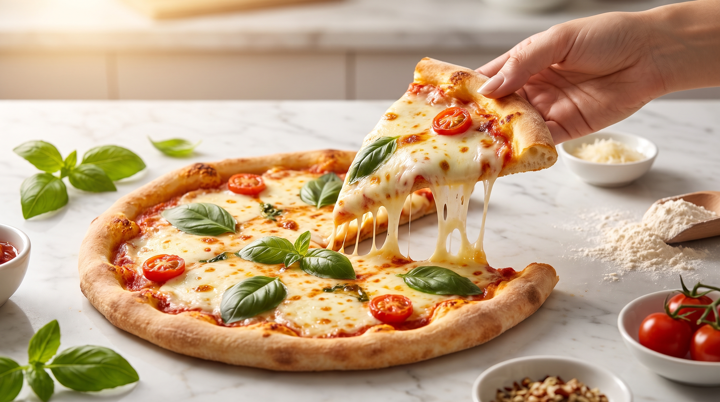 Part de pizza avec cheese pull